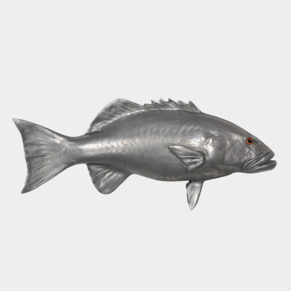 Coral Trout Gray Wall Sculpture - Polished Aluminum Fish Art