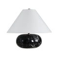 Celine 14.5" Tall Black Cloud Marble Table Lamp with Tapered Linen Shade