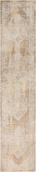 Astra Machine Washable Beige Vintage Polyester Area Rug