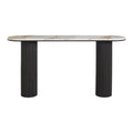 Alessio Indoor Breccia Marble Console Table, Walnut
