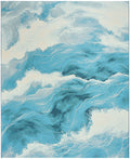 Color Splash Ivory Blue Coastal, Nautical & Beach Polypropylene Area Rug