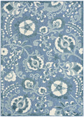 Aloha Blue Farmhouse Polypropylene Area Rug