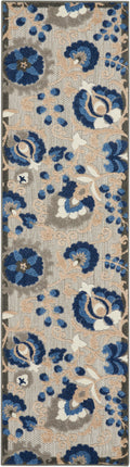 Aloha Natural Blue Farmhouse Polypropylene Area Rug