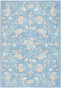 Botanical Washables Blue Multicolor Farmhouse Polyester Area Rug