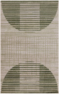 Astra Machine Washable Ivory Olive Mid-Century Modern Polyester Area Rug