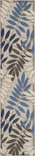 Aloha Grey Blue Tropical Polypropylene Area Rug