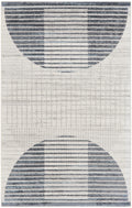 Astra Machine Washable Ivory Blue Mid-Century Modern Polyester Area Rug