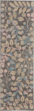 Tranquil Grey Beige Farmhouse Polypropylene Area Rug