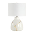 Rhodes 22" Tall Ivory Japanese Kintsugi Ceramic Table Lamp with Drum Linen Shade