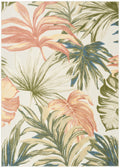 Aloha Ivory Green Modern Polypropylene Area Rug