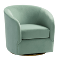 Amarante Swivel Chair in Sage with Gold Metal Base & Velvet