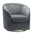 Amarante Swivel Chair in Grey with Gold Metal Base