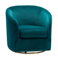Amarante Swivel Chair in Teal with Gold Metal Base & Velvet