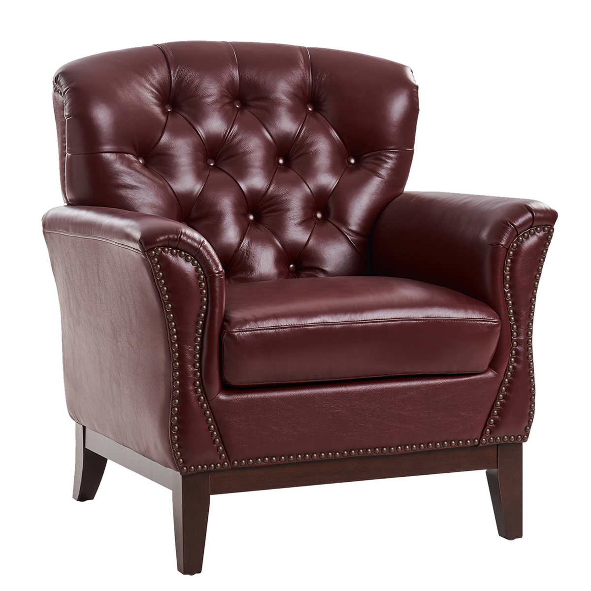 Nicole Traditional Genuine Leather Chair in Burgundy