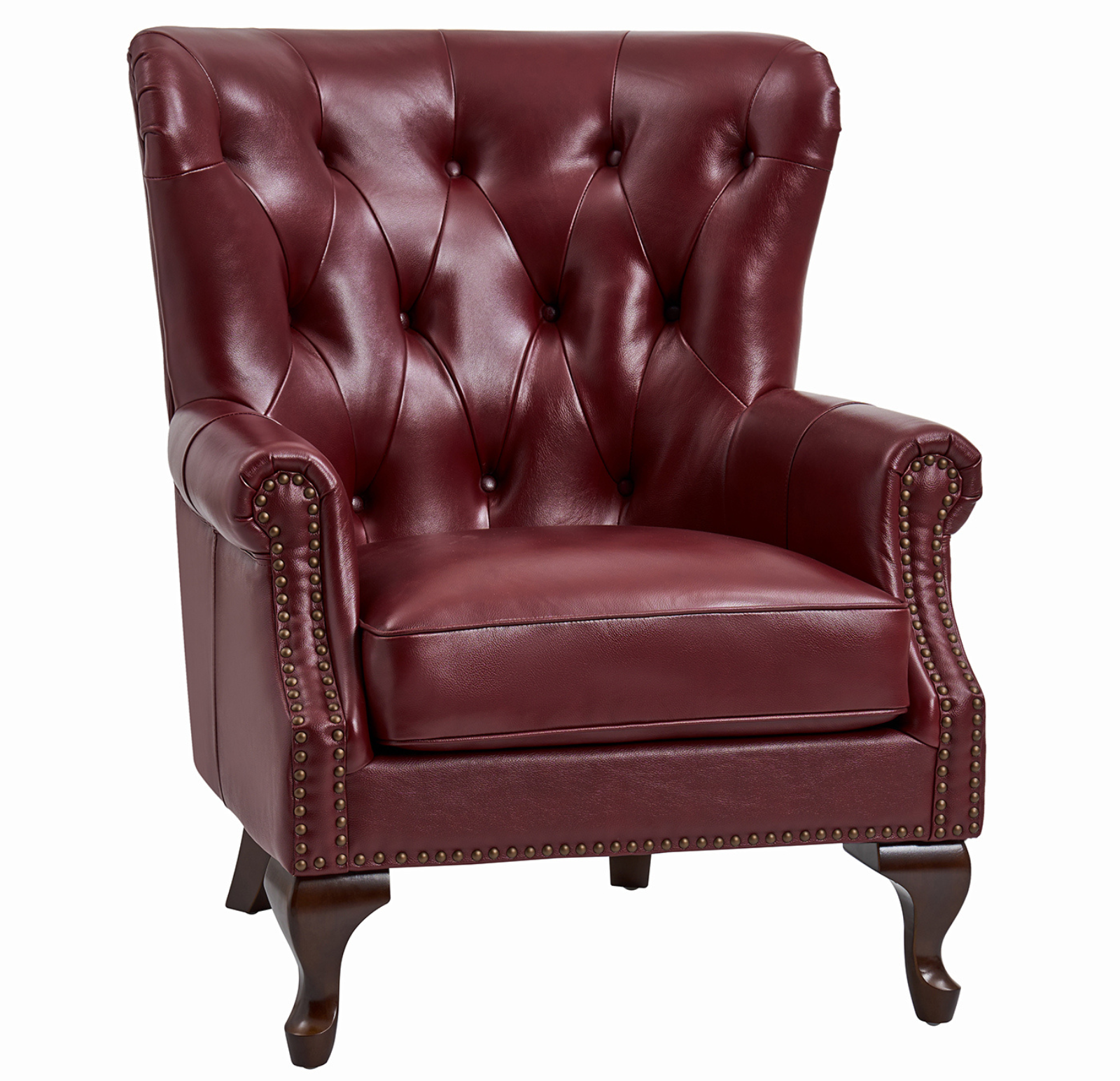 Anthony Armchair in Burgundy with Wingback Design & Leather