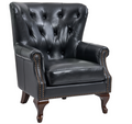 Anthony Armchair in Black with Wingback Design & Upholstery