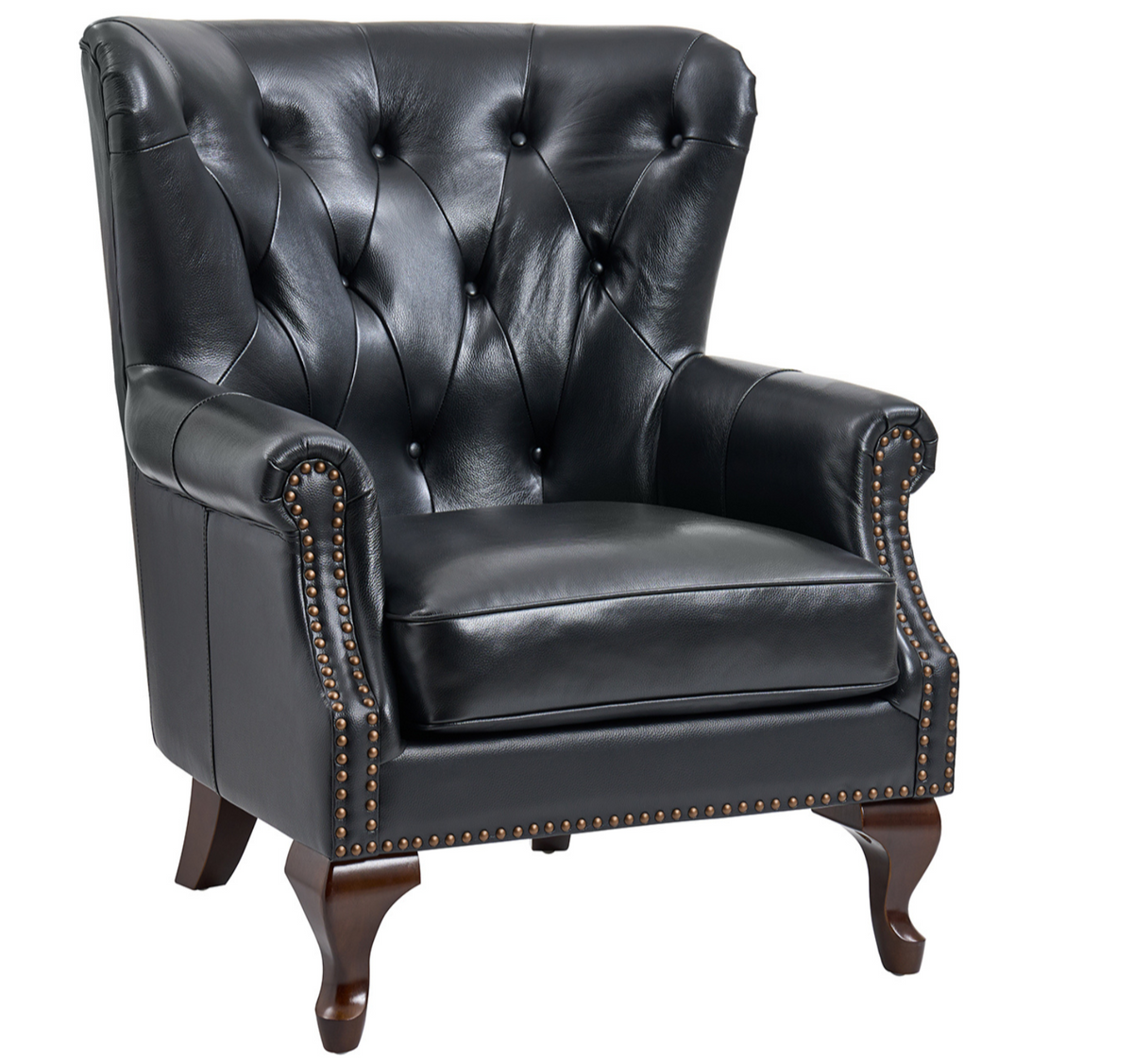 Anthony Armchair in Black with Wingback Design & Upholstery