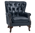 Anthony Armchair in Navy with Wingback Design and Leather