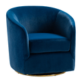 Amarante Swivel Chair in Navy with Gold Metal Base & Velvet