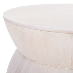 Alecto Round Coffee Table in White Wash