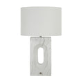 Scriba 27.5" Tall Textured Matte White Resin Table Lamp with Drum Linen Shade