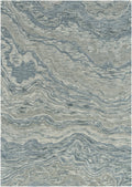 Graceful Blue Modern Wool Area Rug