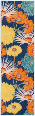 Allur Navy Multicolor Contemporary Polypropylene Area Rug