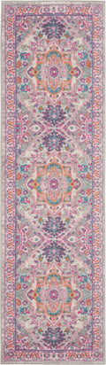 Passion Light Grey Pink Bohemian Polypropylene Area Rug