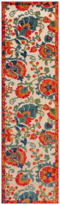 Aloha Red Multicolor Farmhouse Polypropylene Area Rug