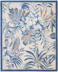 Seaside Ivory Blue Tropical Polypropylene Area Rug