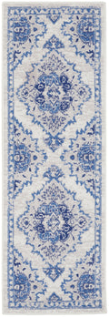 Whimsicle Ivory Blue Bohemian Polypropylene Area Rug
