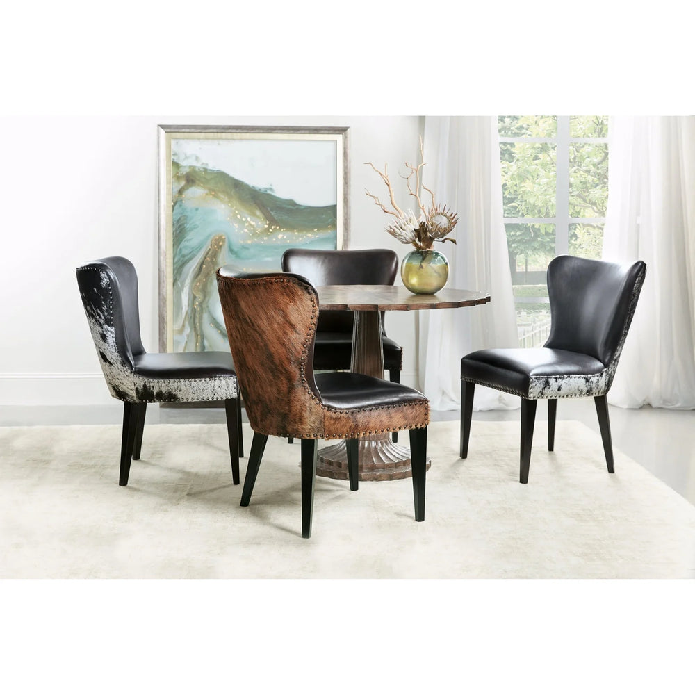 Kale Accent Chair Leather & Hair on Hide Dark Wood Finish