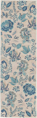 Tranquil Ivory/Light Blue Farmhouse Polypropylene Area Rug