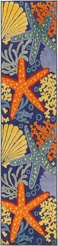 Aloha Navy Multicolor Outdoor Polypropylene Area Rug