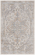 Astra Machine Washable Silver Grey Vintage Polyester Area Rug