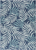 Garden Oasis Navy Tropical Polypropylene Area Rug