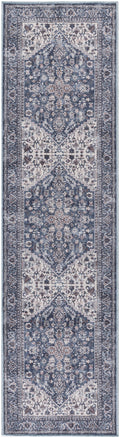 New Concept Washables Navy Ivory Vintage Polyester Area Rug