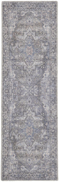 New Concept Washables Grey Vintage Polyester Area Rug