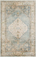 Astra Machine Washable Silver Blue Vintage Polyester Area Rug