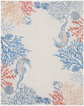 Seaside Ivory Multicolor Coastal, Nautical & Beach Polypropylene Area Rug