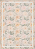 Botanical Washables Beige Multicolor Farmhouse Polyester Area Rug