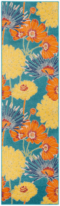 Allur Turquoise Multicolor Contemporary Polypropylene Area Rug
