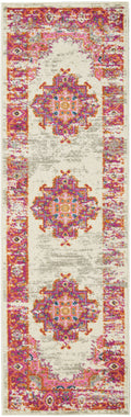 Passion Ivory/Fuchsia Bohemian Polypropylene Area Rug