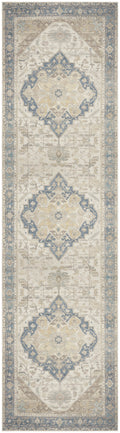 Vintage Washables Blue Green Vintage Polyester Area Rug