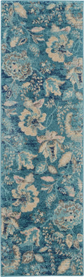 Tranquil Turquoise Vintage Polypropylene Area Rug
