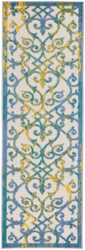 Aloha Ivory Blue Outdoor Polypropylene Area Rug