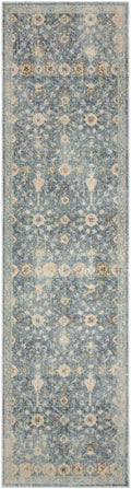 Astra Machine Washable Teal Beige Vintage Polyester Area Rug
