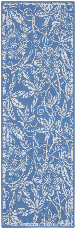 Whimsicle Blue Farmhouse Polypropylene Area Rug - 2' x 6'