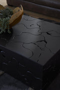 Teak Slice Rectangular Coffee Table in Black