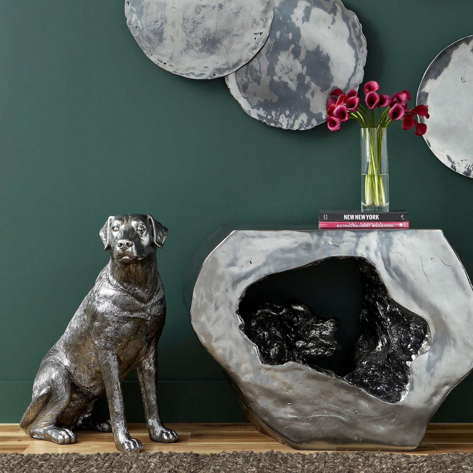 Sitting Labrador Liquid Silver